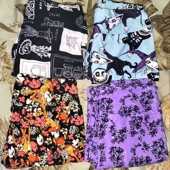 LuLaRoe Disney Legging Bundle - Bambi, Toy Story, Nightmare Before Xmas & Lilac - Picture 1 of 8